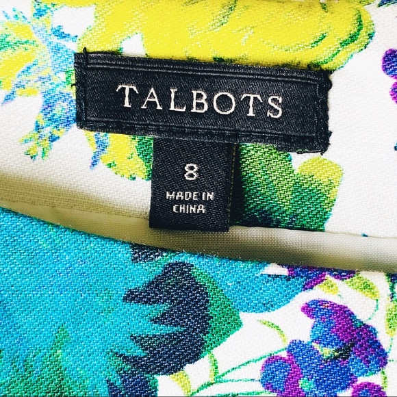TALBOTS Mirrored Floral Print Linen Shift Dress - Picture 7 of 8